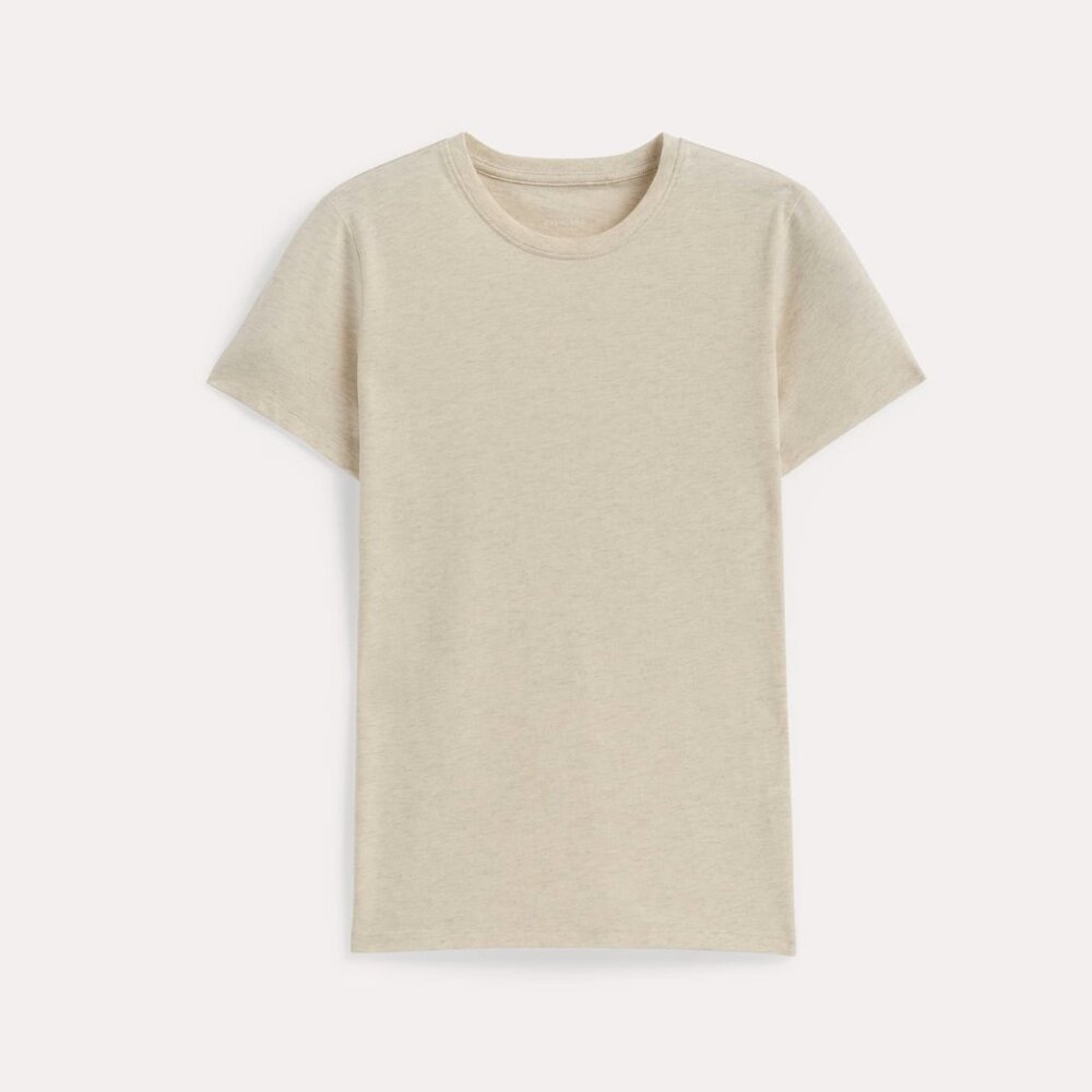 Everlane Slim Crew Neck in Essential Cotton in Heathered Oat, Size Medium (NWT)